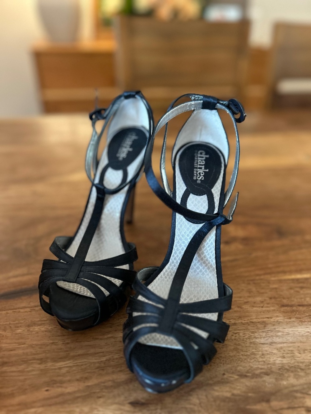 Classic Black Heels with Straps, Barely Worn